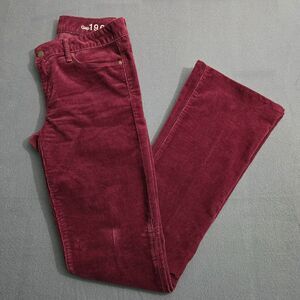 Gap 1969 Women 26L Perfect Boot Ruby Wine Corduroy Jeans